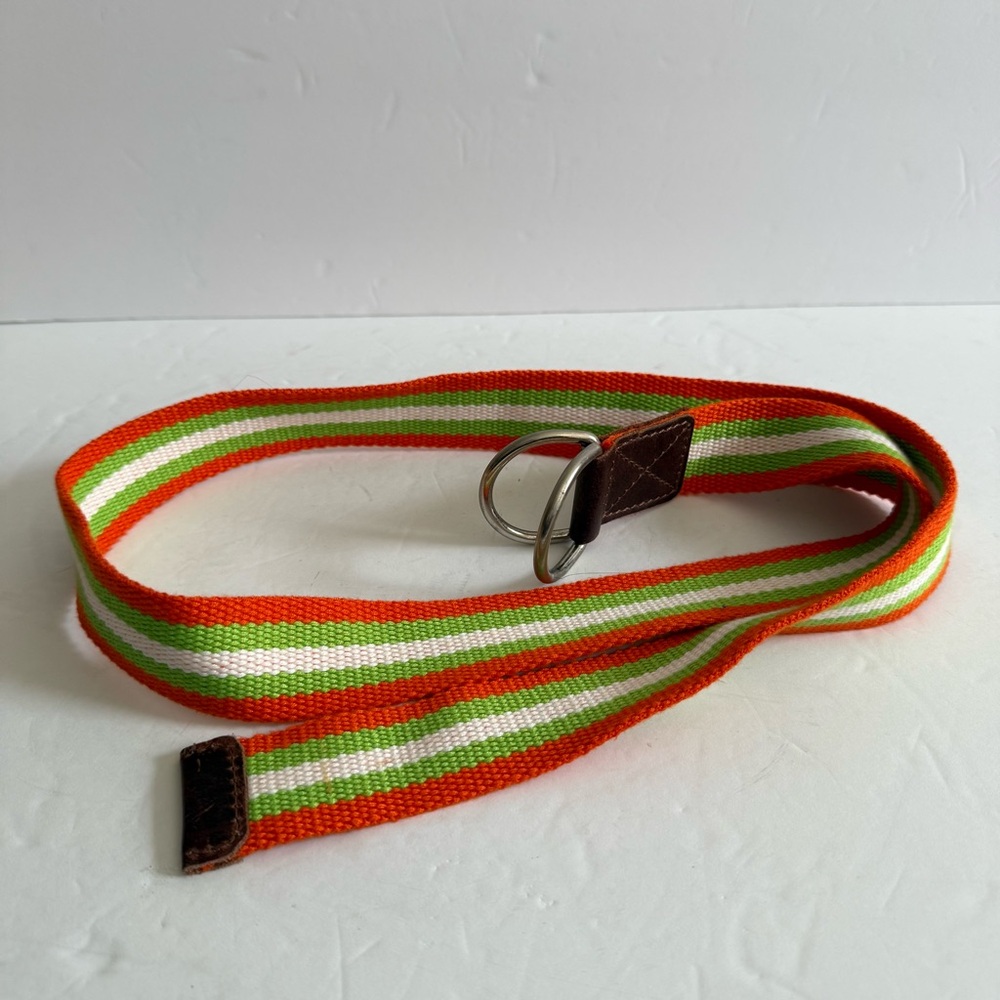 Vibrant Orange Green Striped Belt